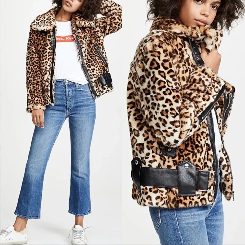 NWT Blank NYC Note To Self Leopard Moto Jacket - Picture 1 of 11